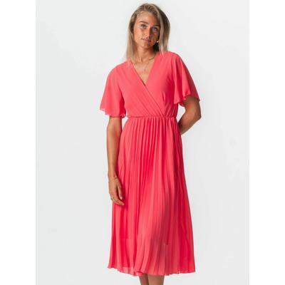 Jerseykleid TEESHOPPEN "TEESHOPPEN Dress Lina", Damen, Gr. Sx34, rot, Obermaterial: 100% Polyester, Kleider Jerseykleid