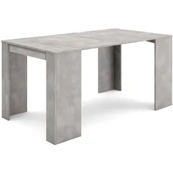 SKRAUT HOME Ausziehbarer Konsolentisch, 160x90x77cm, Für 8 Personen, Esstisch, Moderner Stil, Zementgrau _ 152_5