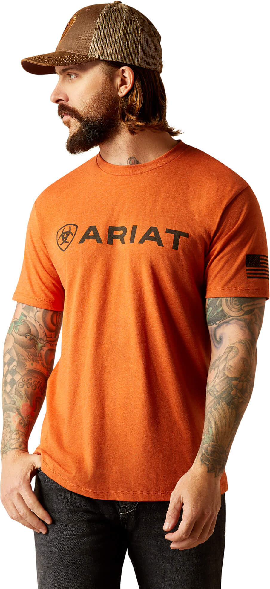 Men's Shield Flag T-Shirt in Adobe Heather, Size: Large by Ariat