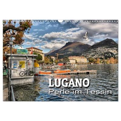 Lugano - Perle im Tessin (Wandkalender 2026 DIN A3 quer), CALVENDO Monatskalender