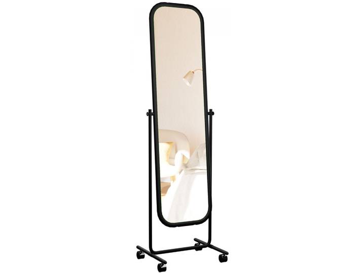 CLP Standspiegel eckig 48/45/166 cm Metall schwarz, Schwarz, 48x166x45 cm, Spiegel, Standspiegel