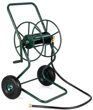 "Costway Heavy Duty Garden Hose Reel Cart Holds up to 300 FT of 5/8"" Hose-Green"