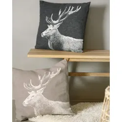 David Fussenegger Kissenhülle Silvretta 'Hirsch' 50 x 50 cm (Farbe: Anthrazit)