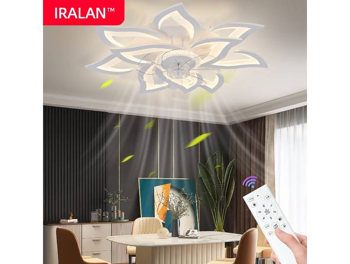 Ventilateur de plafond moderne intelligent Lotus, luminaire romantique avec ventilateur électrique, télécommande, 6 vitesses, silencieux et économe en énergie