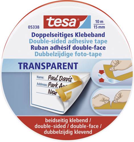 TESA 05338-00000-01 Doppelseitiges Klebeband Transparent (L x B) 10m x 15mm 1St.