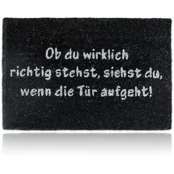 Relaxdays Fußmatte Kokos SPRUCH Weiß,Schwarz