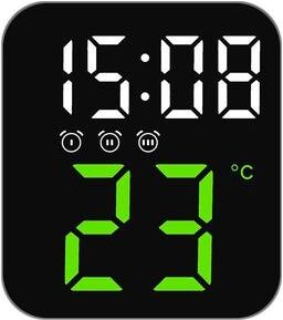 Everyday Crate Smart LED Digital Wall Clock With Temperature Display, Voice Control & 3 Alarms green Light