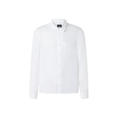 Langarmhemd MAERZ MUENCHEN "Maerz Muenchen 740200 Langarmhemd Herren Bekleidung", Herren, Gr. 41/42, EURO-Größen, weiß, 100% Leinen, Hemden