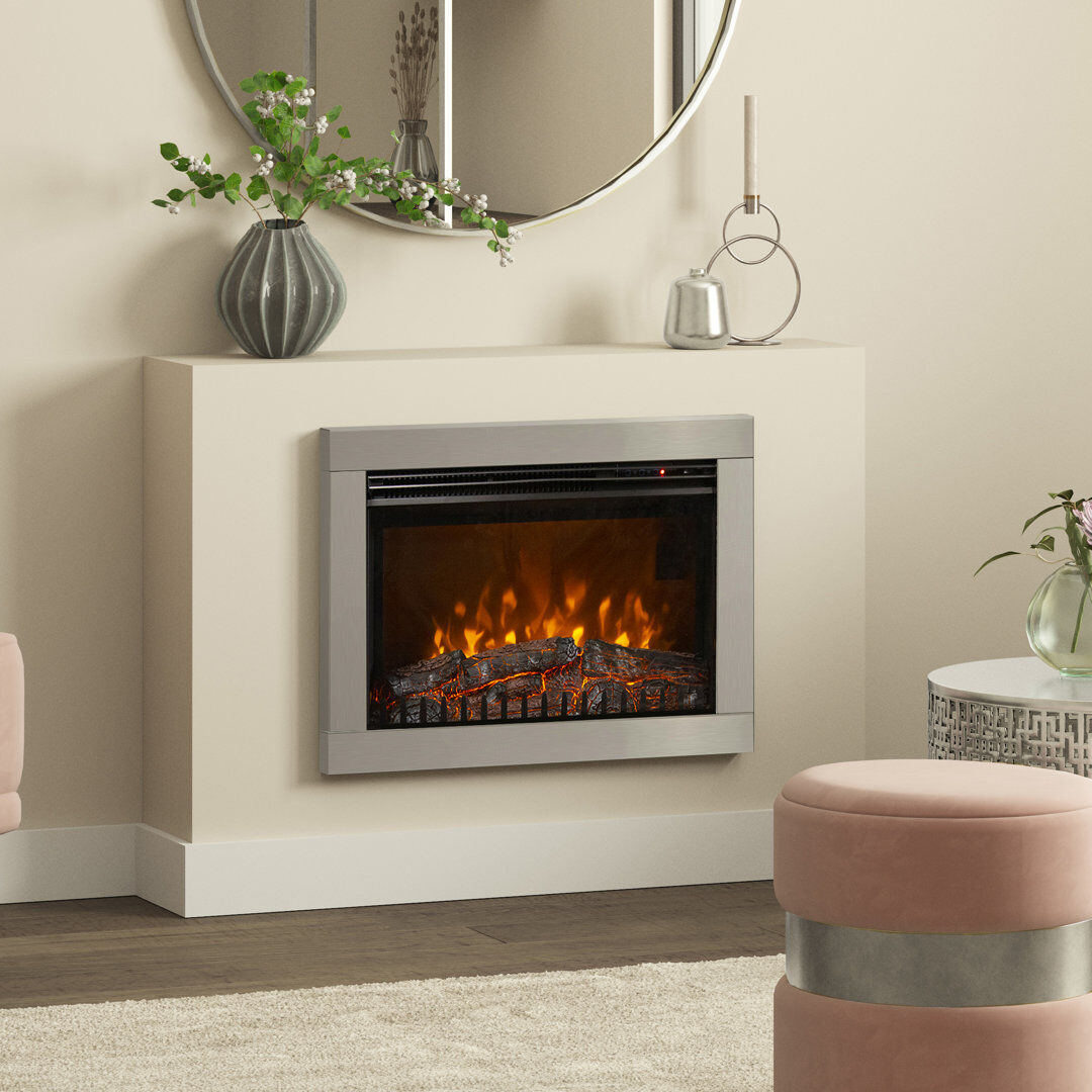 Flare Adali Wall Inset Electric Fire Chrome 48.8cm H X 66cm W X 20.6cm D