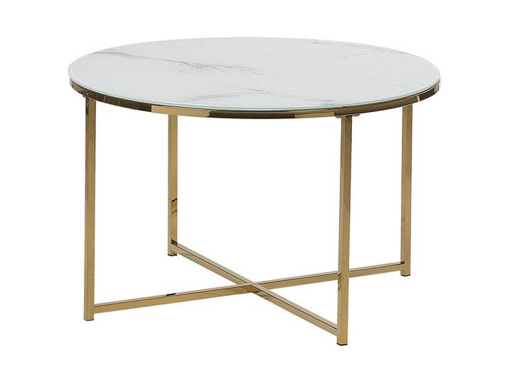 COUCHTISCH Marmor Optik weiß/gold 70 cm Quincy