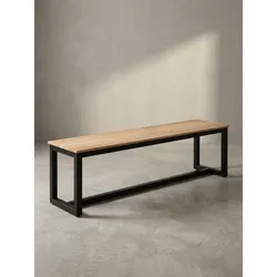 Esszimmerbank Massivholz Metall Loft-Stil ohne Lehne, Akazie 120x40x45 cm