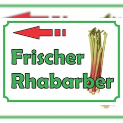 HB-Druck Frischer Rhabarber Verkaufsschild Pfeil links Hofladen Verkaufsförderung A4 (210x297mm)