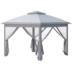 Outsunny Pavillon 3,3x3,3m, wasserabweisend Stabil Winterfest Faltpavillon Grau