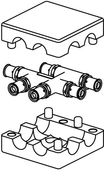 Uponor HK-Kreuzungsfitting 1070692 20 x 20 x 20 mm, mit Dämmbox