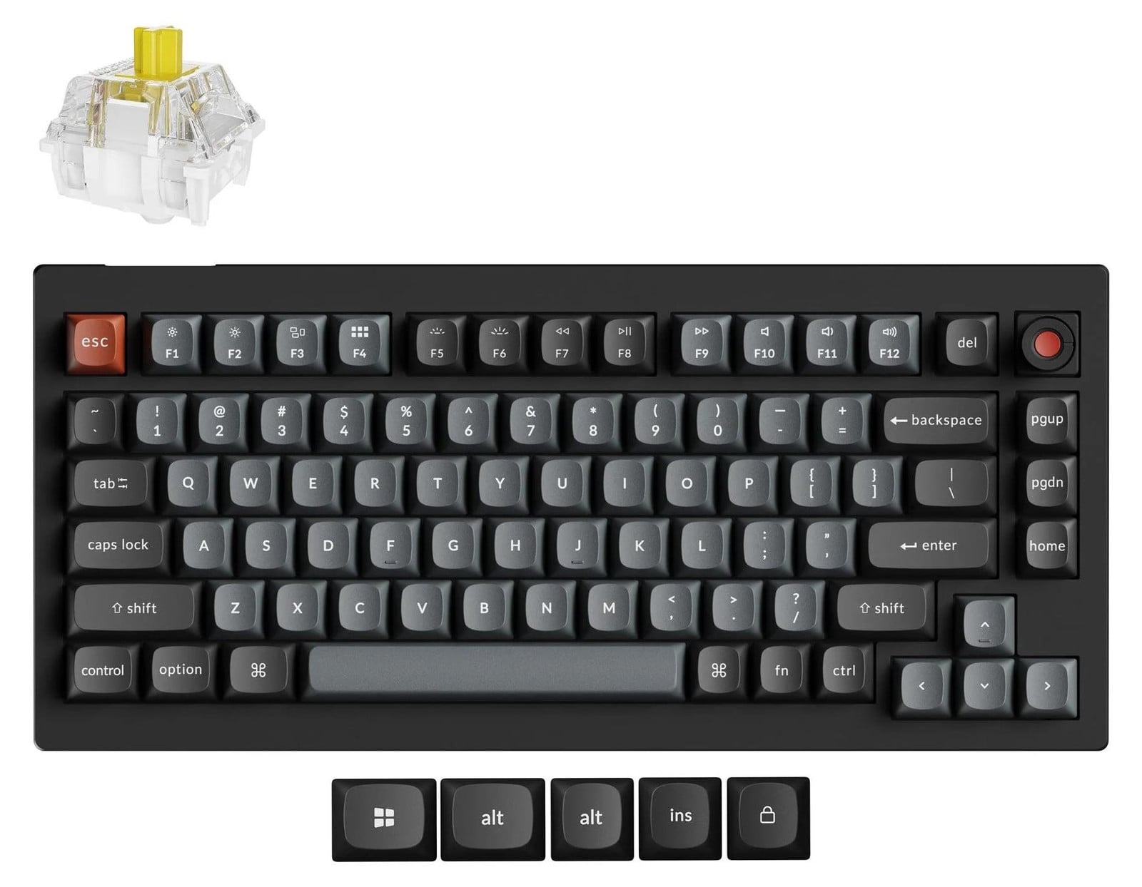 Keychron V1 8K bekabeld mechanisch toetsenbord QWERTY US-indeling zwart met Keychron Super Banana switches