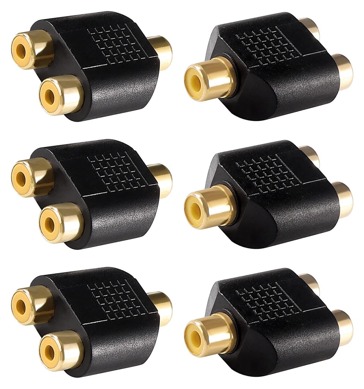 Selius RCA Splitter Adapter, 6 stuks RCA 1 vrouwelijk naar 2 vrouwelijk Phono Connector