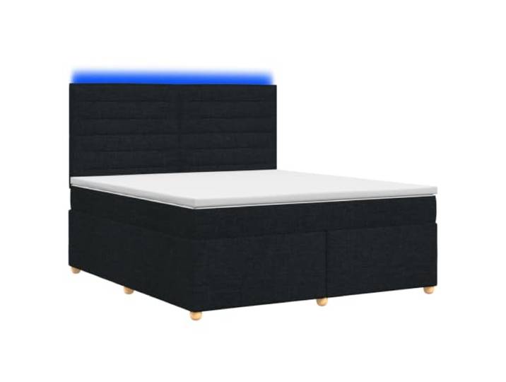 RJPLMFV Boxspringbett mit Matratze, Schwarz, 140 x 200 cm Verstellbarer Kopf, LED-Beleuchtung, USB, Taschenfedern, waschbare Bezüge