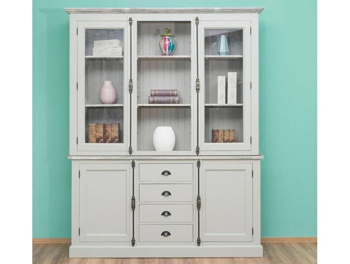 Landhaus Buffetschrank Grau Massivholz