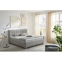 hapo Polsterbett Clarissa 180 x 200 cm Stoff Grau Hellgrau