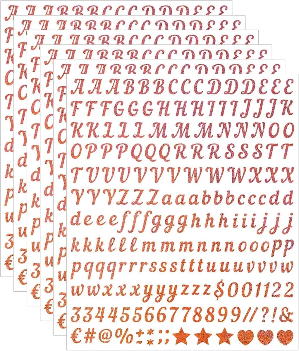 SnelShoppen 6 stuks zelfklevende vinyl letters stickers roze voor DIY projecten en scrapbooking