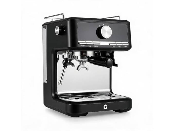 Siebträger-Espressomaschine halbautomatisch mit Mahlwerk & Milchaufschäumer – 20 Bar – 30 Mahlgrade – 58 mm Portafilter – 1,5 L abnehmbarer Wassertank – Schwarz, EU-Standard Lackierung (Spritzlack)