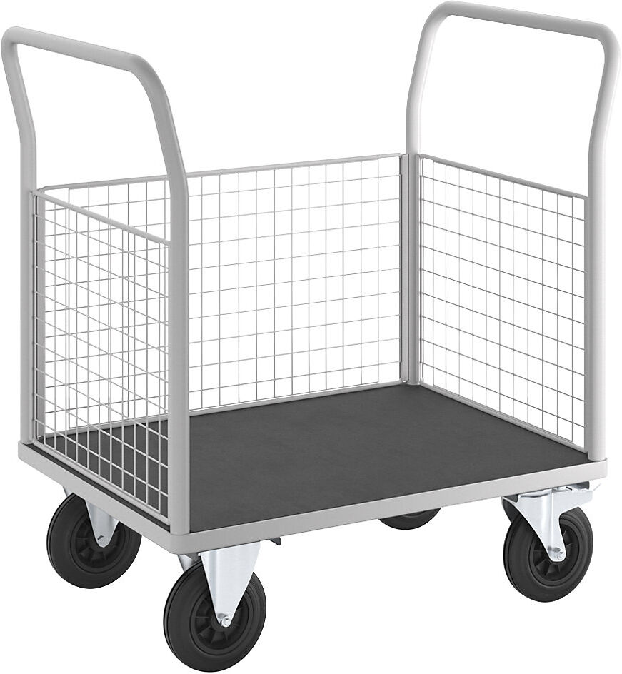 Paketrollwagen, mit 3 hohen Drahtgitterwänden, LxB 1050 x 700 mm eurokraft pro