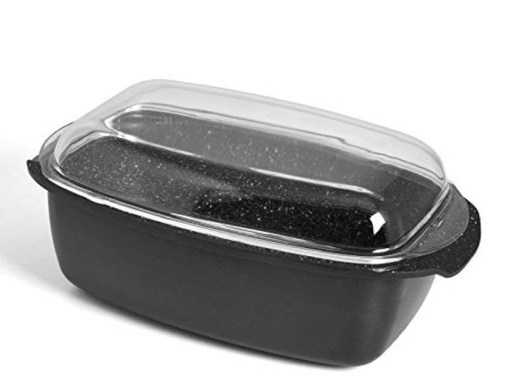 H&H H & H 887500 Kasserolle rechteckig, Stein, Aluminium, anthrazit/weiß