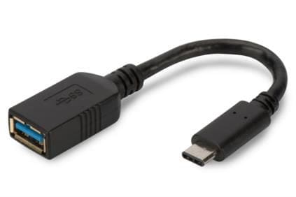 Digitus USB 3.1 Kabel 0,15m Typ-C zu Typ-A OTG St./Bu. schwarz AK-300315-001-S