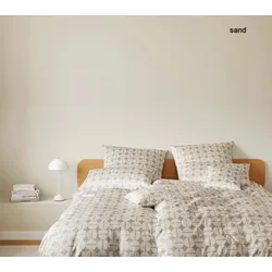 Elegante Mako Satin Bettwäsche Soho - 155x220 cm + 40x80 cm	sand