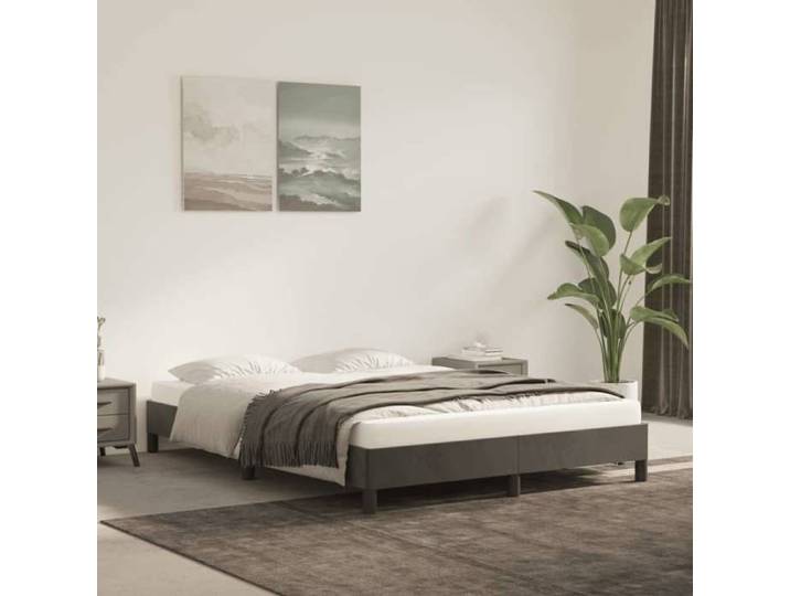 Cadre gris foncé 140x190 cm velours sans matelas cadre intermédiaire velouté discret pour petite chambre adulte