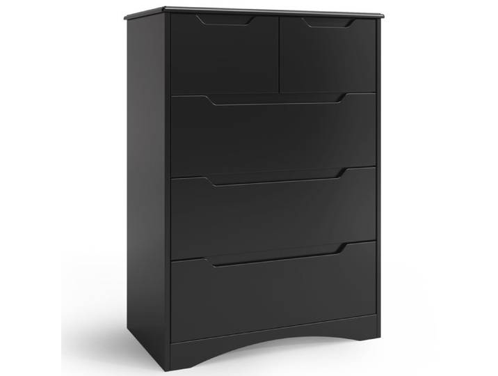 Commode 5 Tiroirs - Bealife - Commode de Chambre - Noire - 72 x 41 x 94 cm