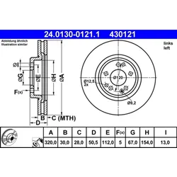 Bremsscheibe ATE 24.0130-0121.1 für Mercedes-Benz E