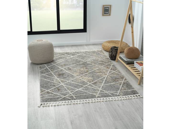 Myflair Möbel & Accessoires Nelia, LAGERRÄUMUNG rechteckig 15 mm Höhe Kurzflor, mit Hoch-Tief Effekt, Microfaser, mit Fransen
