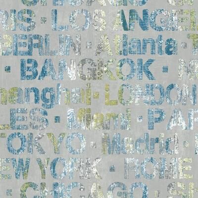 RoomMates Blue & Green Cities Of The World Peel and Stick Wallpaper