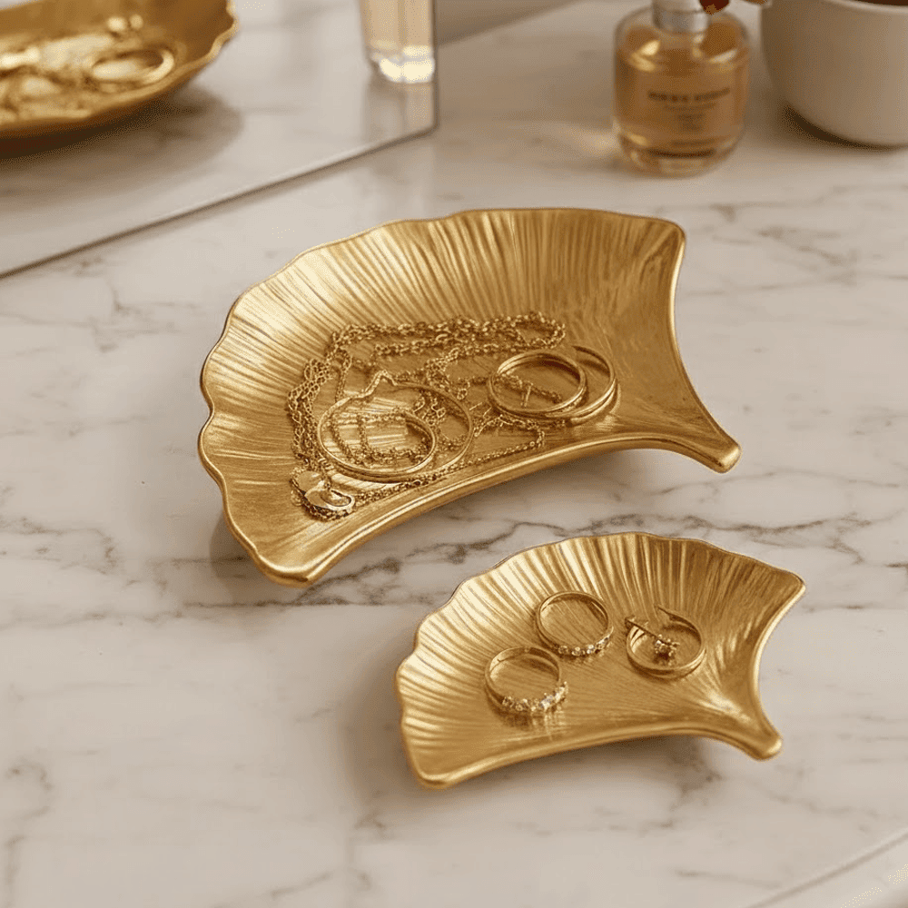 Hydra Gold Ginko Leaf Trinket Dish - Set of 2
