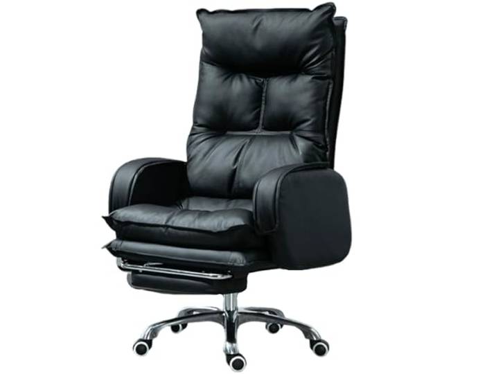 JS Ellie Ergonomischer Sofasessel aus echtem Leder, 145° Neigungswinkel, kann für Büro, Studium und Gaming verwendet Werden, stabil und belastbar bis 500 kg, robust und langlebig Black