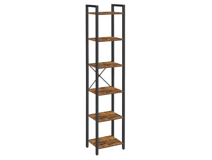 Bibliothèque - HELLOSHOP26 - 6 Niveaux - Marron Rustique - Métal Noir - 40 x 30 x 178 6 cm