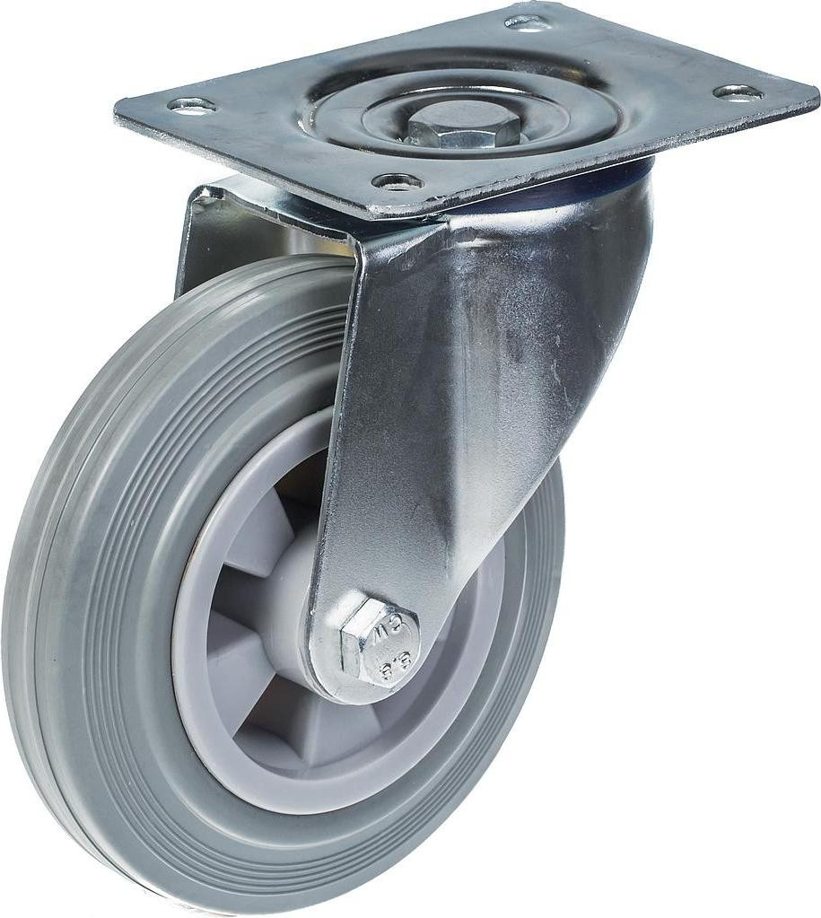 Parnells Zwenkbaar Rubberen Wiel Grijs, 160 mm, Draagvermogen 135 kg