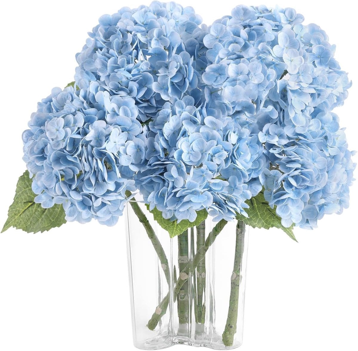 SnelShoppen Set van 3 Kunstmatige Hortensia Bloemen - Baby Blauw