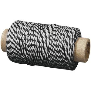 Rayher Bindfaden 55517576, Garn, schwarz, Stärke 1mm, schwarz/weiß, Länge 35m