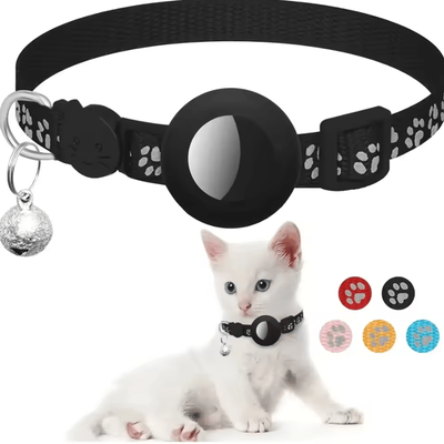 Inspire Curations Reflective AirTag Cat Collar With Bell Breakaway GPS Holder Collar For Cats e