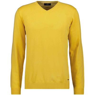 V-Ausschnitt-Pullover RAGMAN, Herren, Gr. 50, gelb (zitrone, 532), Strick, 95% Baumwolle, 5% Kaschmir, V-Ausschnitt, Pullover