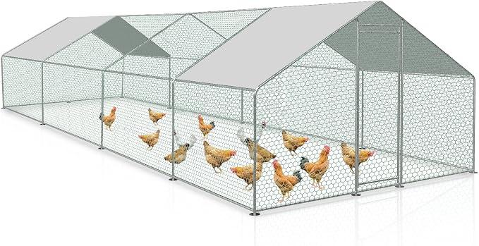 Hühnerstall Katzengehege Outdoor Freigehege 3x8x2m,Verzinkter Stahl Gehege für Geflügel, Kaninchen, Kleine Haustiere, Hunde