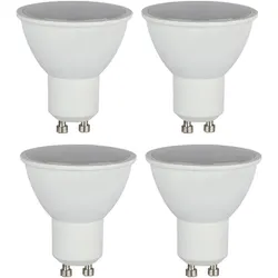 LED Leuchtmittel GU10 warmweiß LED Leuchtmittel Reflektor rund 3000 Kelvin, weiß, 1x 5 Watt 400 Lumen 3000K, DxH 5x5,7 cm, 4er Set