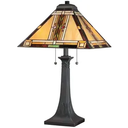 Elstead Lighting Quoizel Navajo Tischleuchte 2-flammig Bronze Art Glass E27