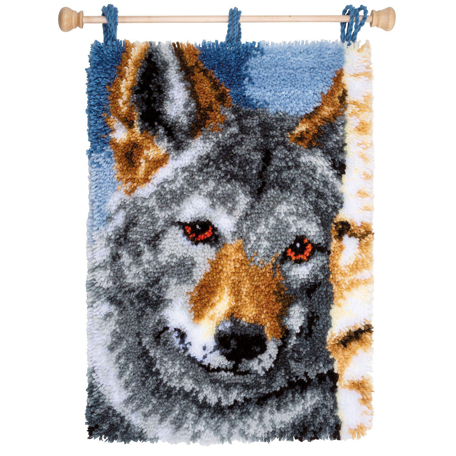 Knüpfteppich "Wolf, 40 x 53 cm