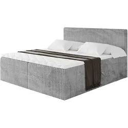 BOXBETT mit Matratze H3 und Lattenrost - TOLO - 180x200 Cord - Hellgrau