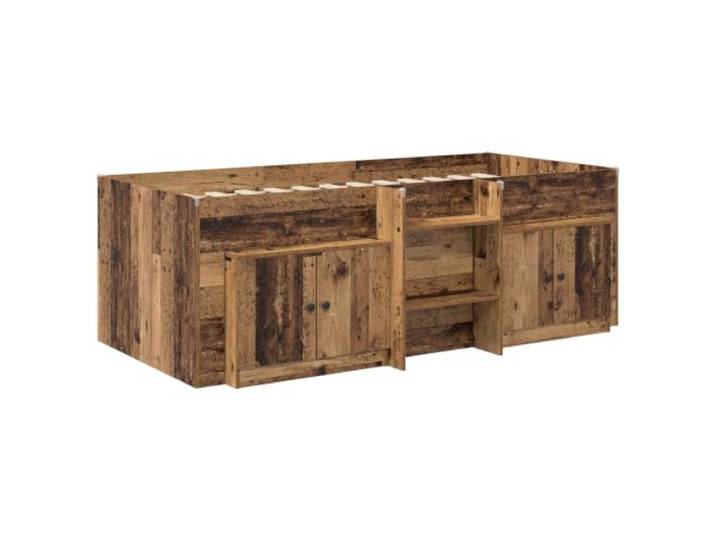 SKTQYQO Loft Bett mit Möbelstück, 3-teilig, antikes Holz Technisches Holz, mit Leisten und Leiter, Abmessungen 193 x 111 x 68,5 cm
