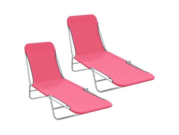 Bon plan Bain de Soleil - Pour balcon - Chaises longues pliables - lot de 2 - 2 PLACES - Acier et tissu Rose 4700016411suu71t