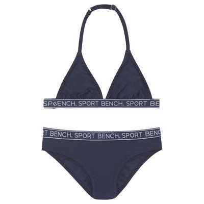 Triangel-Bikini BENCH. "Yva Kids", Mädchen, Gr. 134/140, N-Gr, blau (marine), Recycling-Polyamid, unifarben, Bikini-Sets Triangel-Bikini, in sportlichem Design und Farben